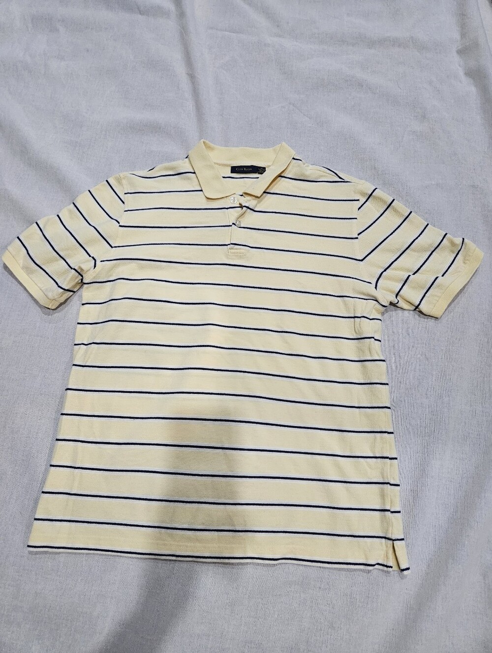 Club Room Pale Yellow Polo with Navy Stripes